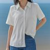 Sommer Kurzarmhemd für Damen, Lockerer Japanischer Stil Vielseitig, Hängendes Professionelles Temperament Formelles Oberteil