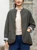 Johnature Women Chinese Style Linen Parkas Stand Long Sleeve Button Solid Color Coats Winter Vintage Warm Parkas Women