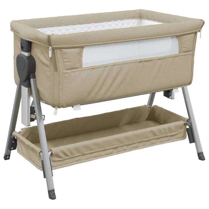 VidaXL Baby Bed with Mattress, Co-sleeping Crib with Adjustable Height, Child Bed, Guest Bed for Bedroom, 10291
