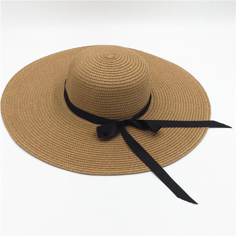 Summer Simple Floppy Sun Hat Women Wide Brim Beach Hat Girls Seaside Travel Foldable Straw Hat Sunscreen UV Protection Lady Cap
