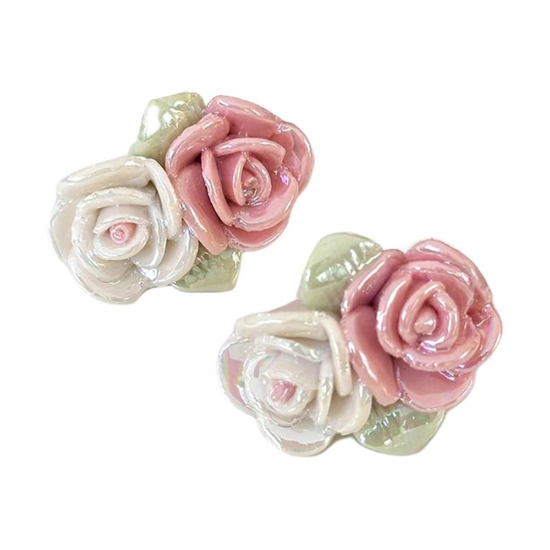 

Artistics Sturdy Ceramic Rose Flower Earrings Portable Decoration for Women Handcraft Porcelain Floral Studs Earirng 1