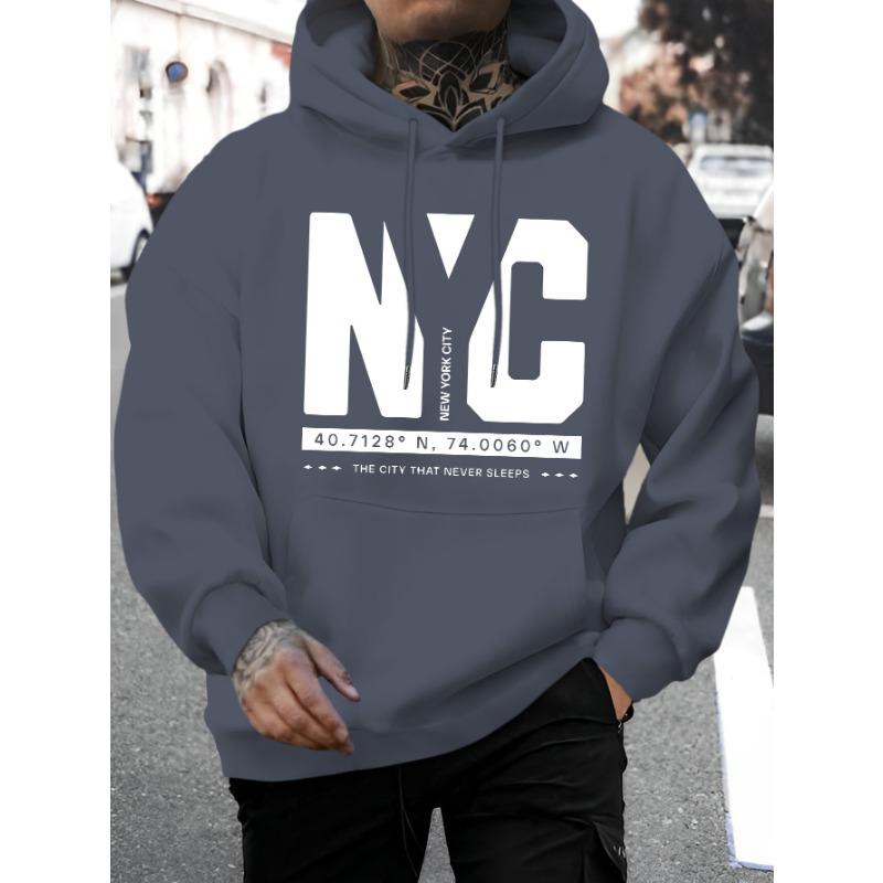 Spring/Summer Men'S New Personalized New York Letter Print Casual Sweatshirt Fashion Drawstring Hoodie
