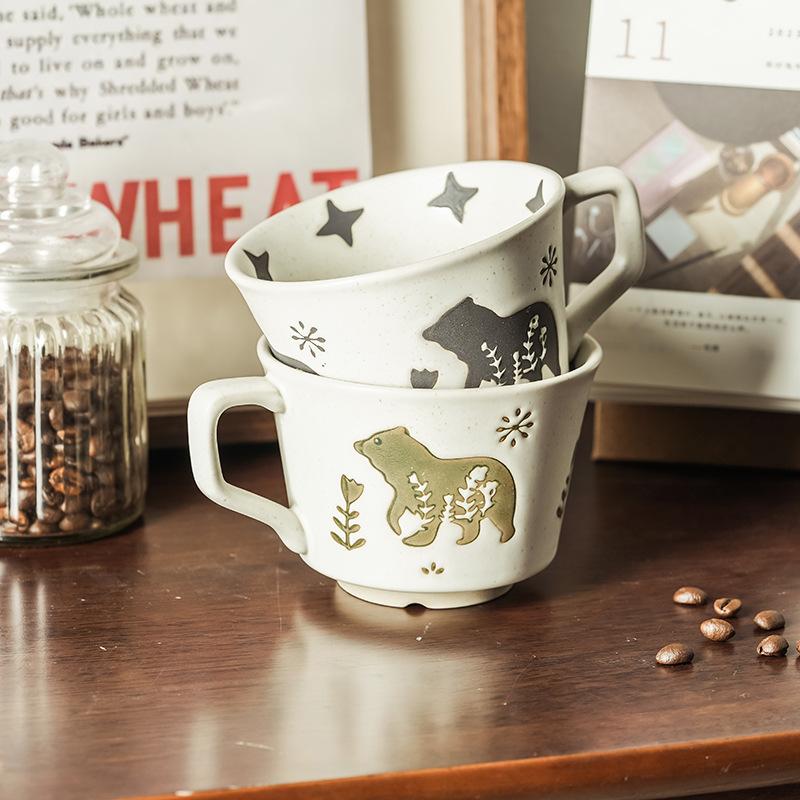 Japanese Style Home Drinking Cups, Coffee Mugs, Vintage Office Creative Ceramic Cups with Lids for Couples As Gifts