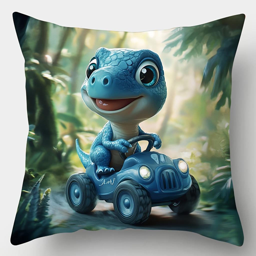 Cute cartoon dinosaur theme digital printing pillow cover Short plush Suitable living rooms bedrooms sofas throw cushion cover