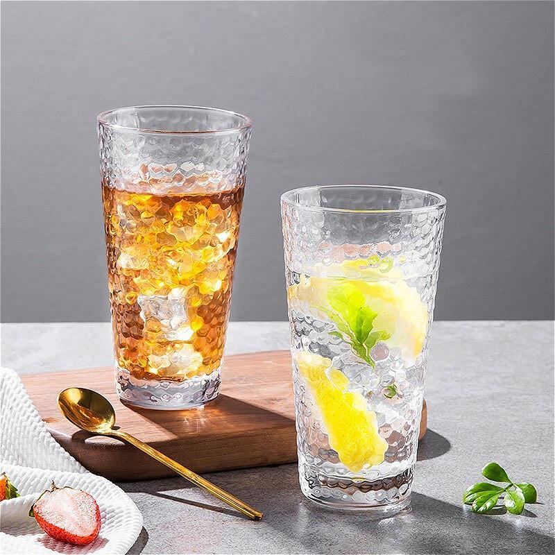 300ml/320ml/330ml Elegant Transparent Hammer Patterned Glass Cup Cocktail Glass High End Whiskey Beer Cups Household Juice Mug