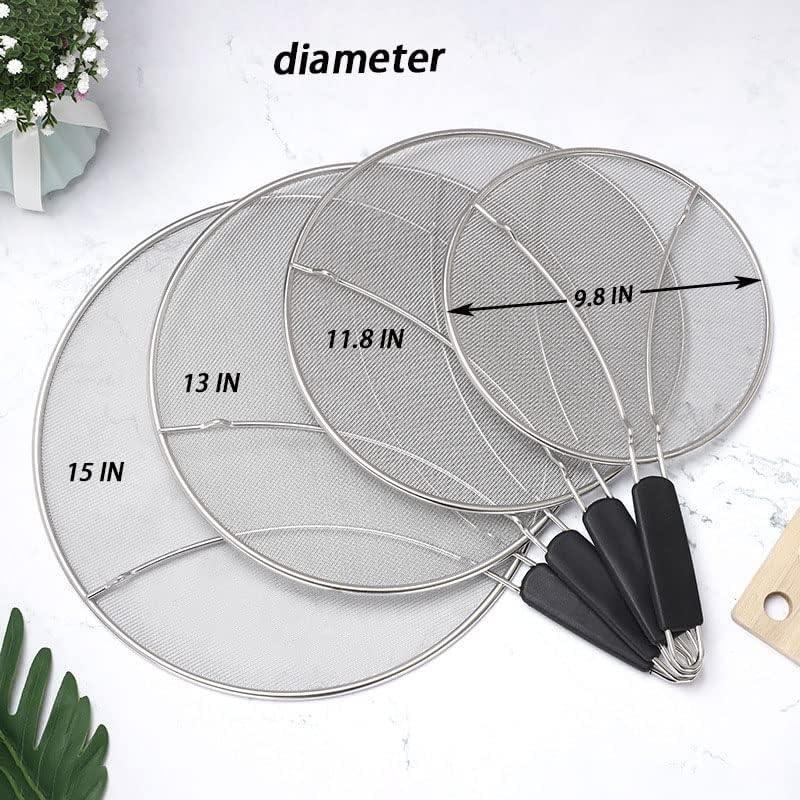 Large Splatter Screen for Frying Pan, 15 Inch Stainless Steel Grease Splatter Guard, Mesh Frying Screen Keeps Kitchen Clean and Protects Skin From