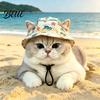 Cat Ears Sunshade Beach Hat Summer Cap with Ear Holes Adjustable Pet Polyester Hat Sun for Small Dogs Cats Outdoor Protection Comfortable Holes