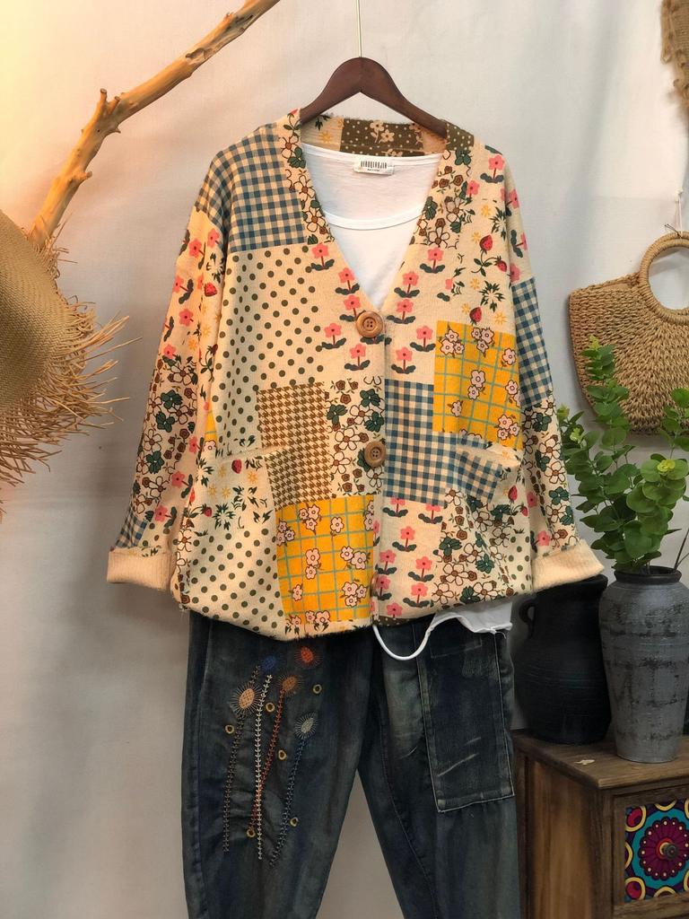 Factory new autumn and winter cute printed imitation mink velvet jacket women's Korean version loose lazy sweater