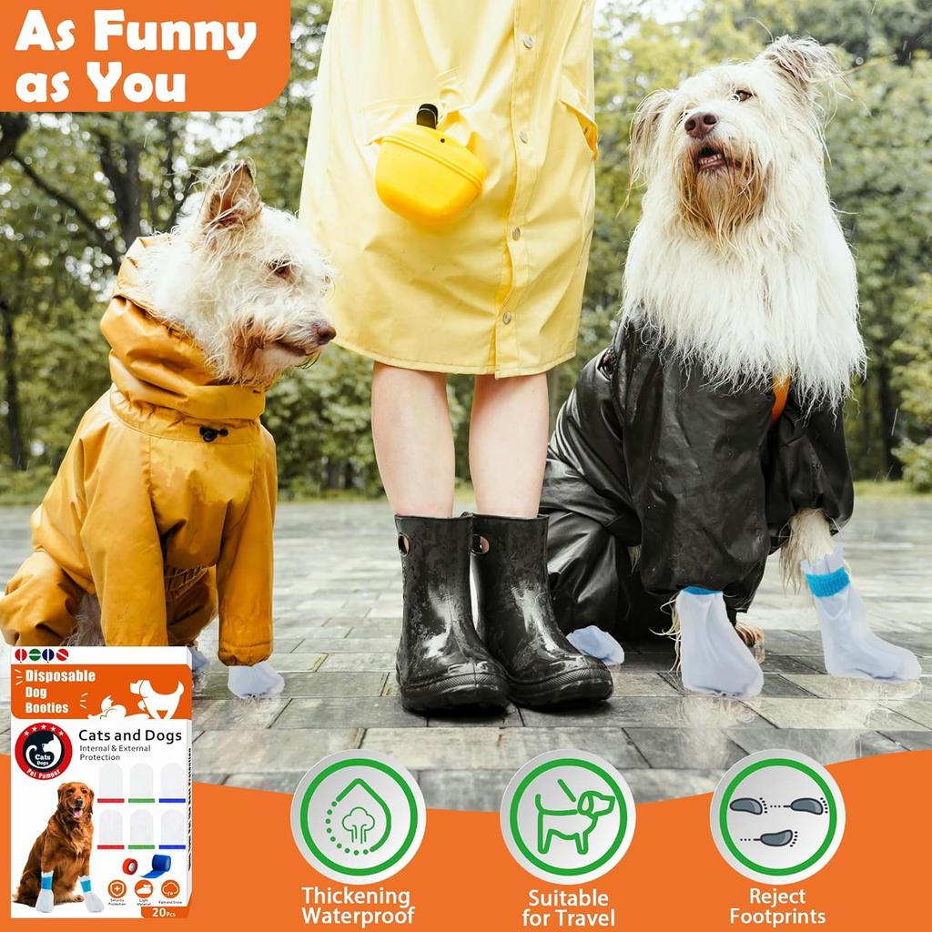 20Pcs Disposable Dog Booties | Dog Boots & Paw Protectors | Quickly Open The Disposable Dog Shoes | Waterproof Dogs Boots | Dogs Socks to Prevent