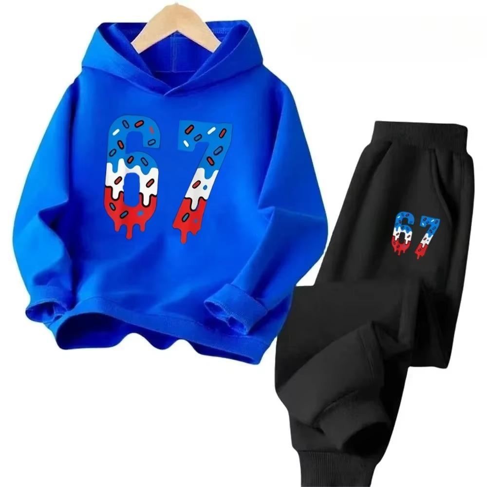 67 Šik dětské mikiny Set 4-13 let Korejský Streetwear Blokový teplákový komplet Módní Pohodlná dětská mikina Sady 2 kusy Tepláková souprava