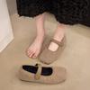 Fashion Designer Spring Autumn Women Warm Fur Shoes Fashion Shallow Slip On Ladies Flats Shoes Round Toe Women's Mary Jane Shoes