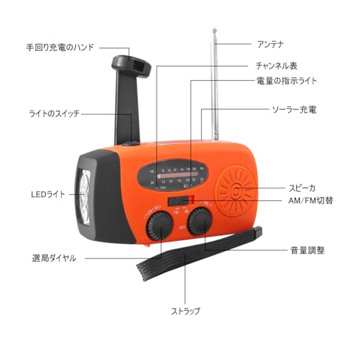 DR.TREE [Emergency Disaster Preparedness 3-Way Charging] Radio Light, Disaster Preparedness Radio with Strap, Solar/Hand-Crank Power Generation, USB C