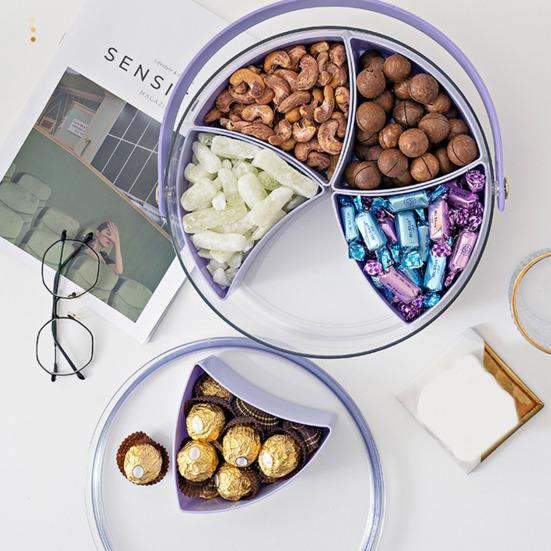 Dělený servírovací tác s rukojetí víka 5 přihrádková krabička na svačinu Přenosný bonbón Ovoce Ořechy Talíř na občerstvení Organizér Večírky Zábavné piknikové potřeby