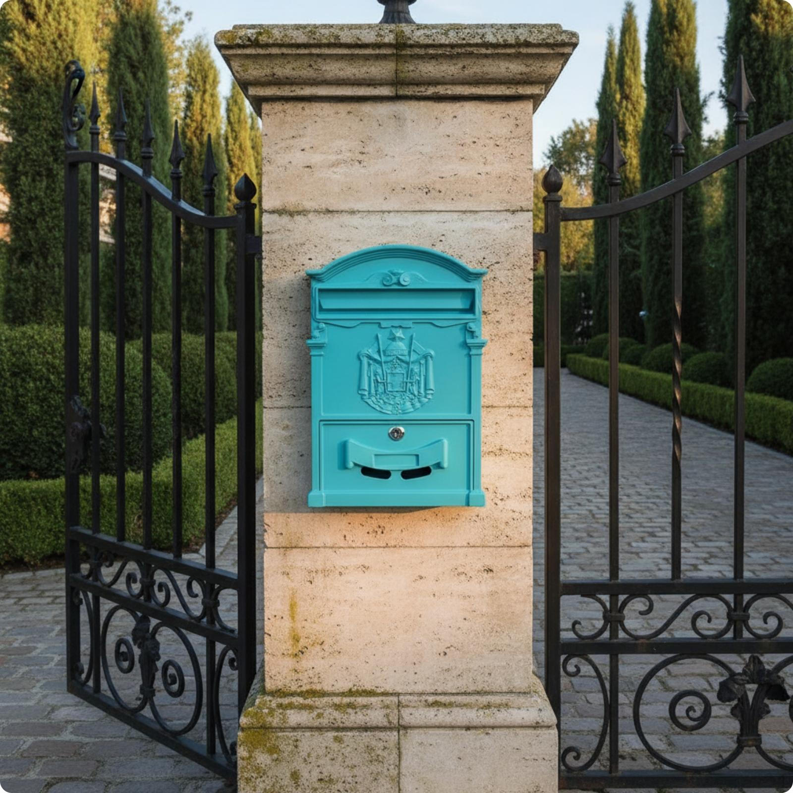 WallMounted Mailbox with Lock Ornate Baroque