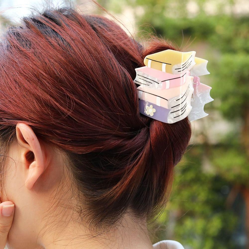 Funny Book Hair Claw Cute Geometry Acetate Hair Clip Pencil Hair Barrettes  Back To School