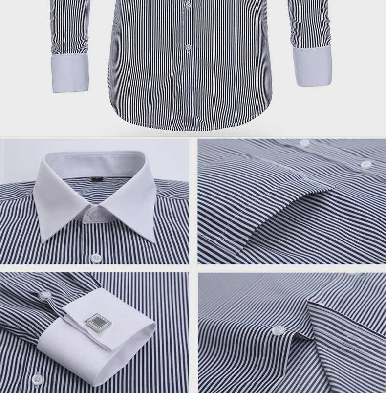 Men's Casual Spring/Summer Shirt with French Cufflinks, Large Size
