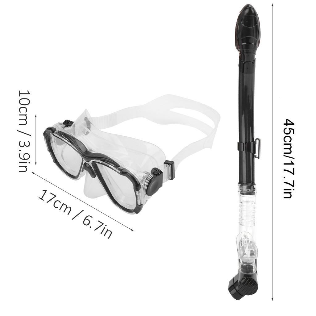 Adults Snorkel Set AntiFog Diving Cover Tempered Glass Goggles with Dry Top Snorkel Tube(Blue )
