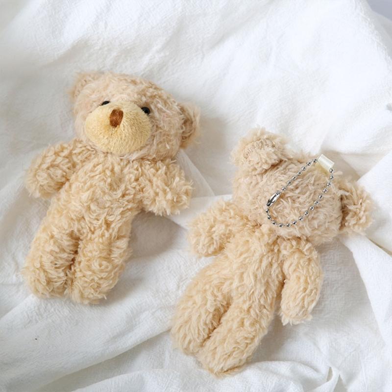 2pcsBlush Bear Pendant Plush Bear Keychain Stuffed Animal Pendant Soft Key Rings