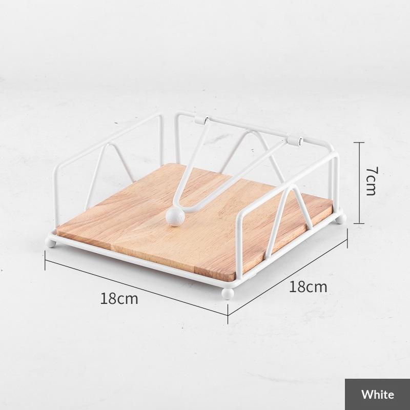 

M-Flat Napkin Holder Metal Iron Serviette Holder Napkin Stand With Wooden Base For Home Kitchen Countertop Decor білий