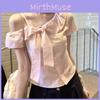Sweet Spicy Girl T Shirt With Off Shoulder Design And Bow Pattern For Summer Casual Wear