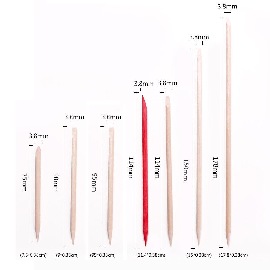 100PCS Cuticle Pusher Remover Nail Art Tools Orange Wood Sticks Rhinestones Picker Bead Pusher Manicure Pedicure Care