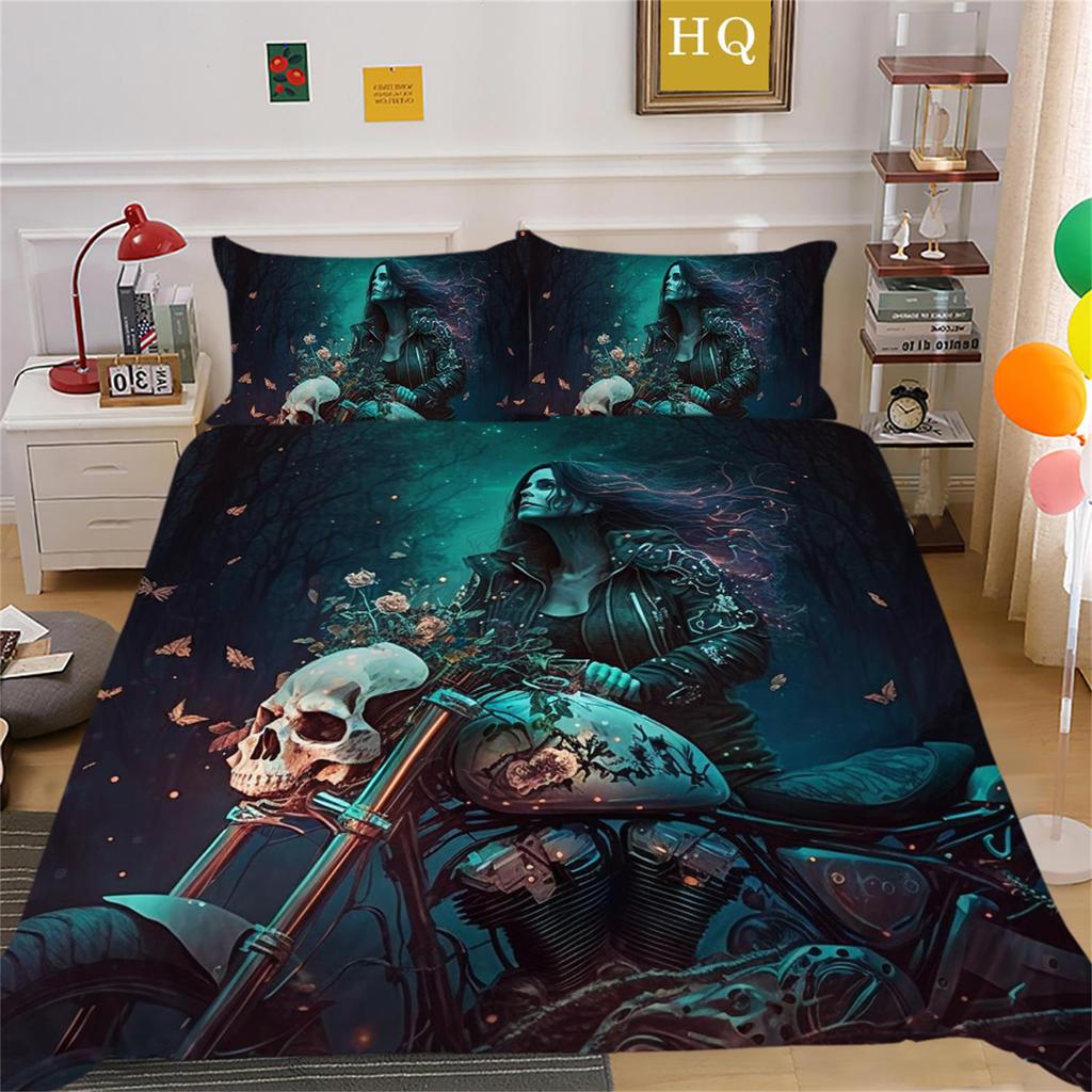 3D Skull Head Beauty Bedding Set Quilt Cover Pillow Cover Bedding Set AU King Full Size Single/Double Bed Home Decoration