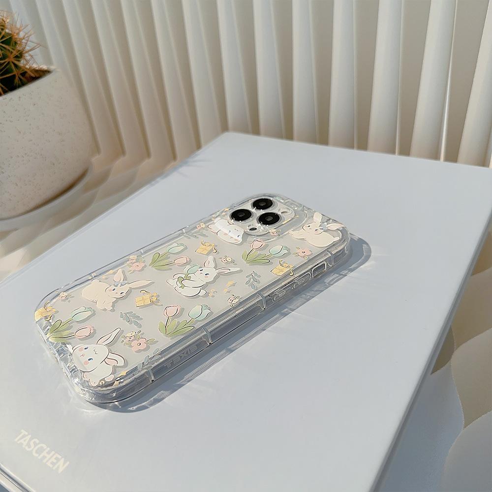 Flower Rabbit for IPhone14 for Apple Phone Case 16 Transparent 13pr Max Soft 12 Protective Cover 11 for 14plus
