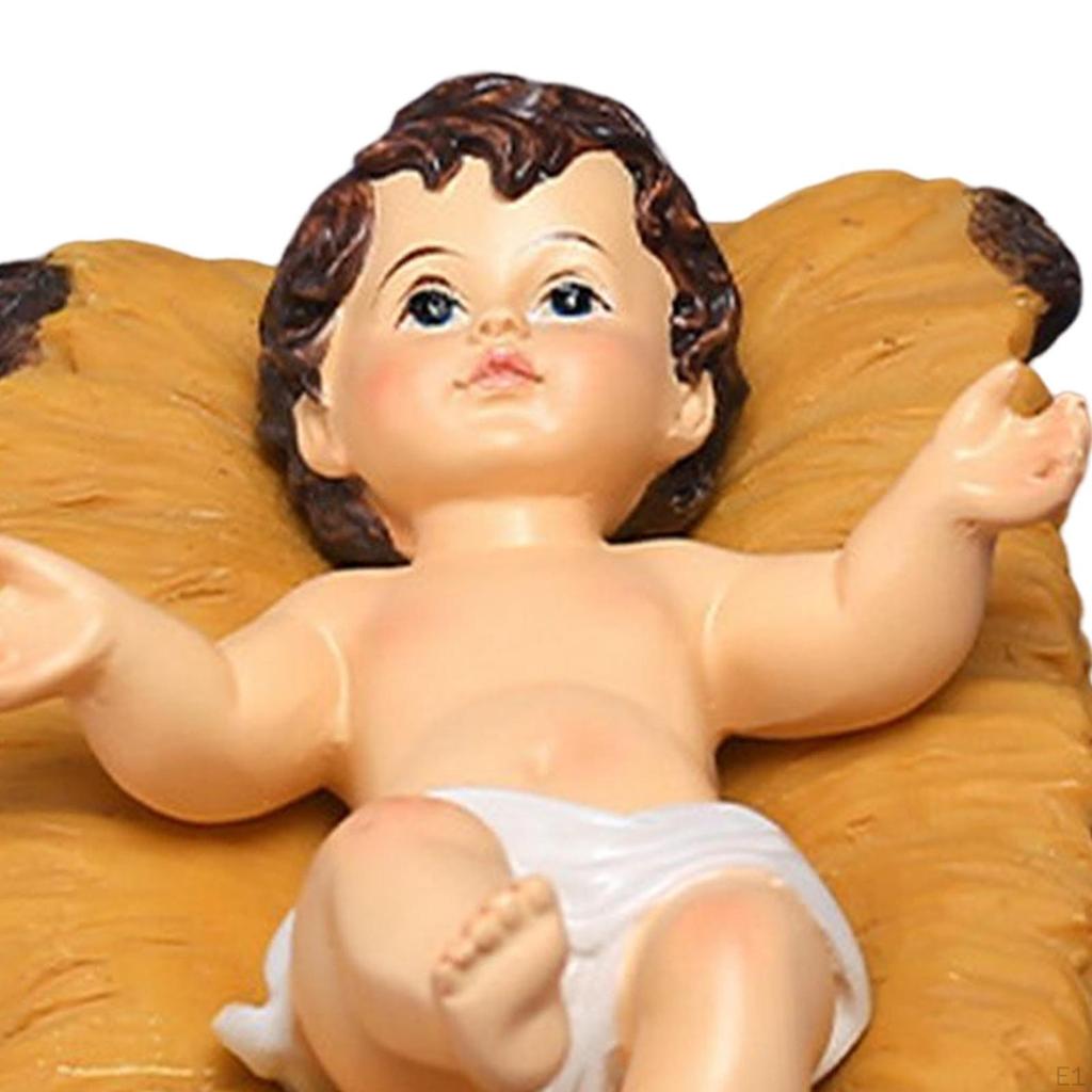 Jesus Child Statue Born Scene Boy Memorial Doll Christmas Figurines Collectibles Sculpture for