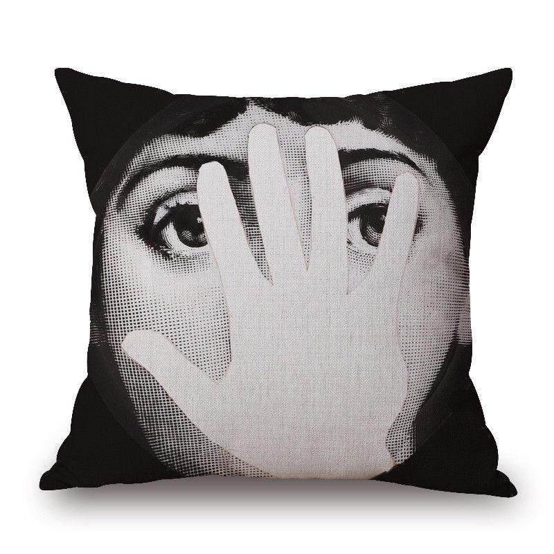 

Vintage Linen Piero Fornasetti Face Throw Pillow Case Waist Cushion Cover New 27