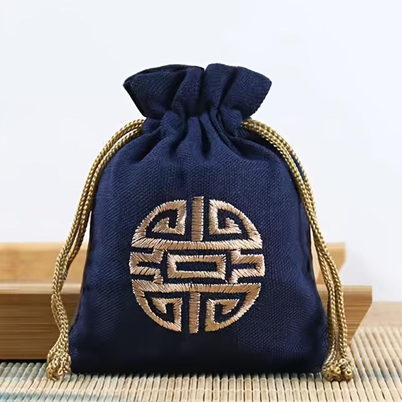 Vintage Style Embroidered Cotton Blend Jewelry Bag Bracelet, Bead and Small Item Storage Bag, Traditional Chinese Design