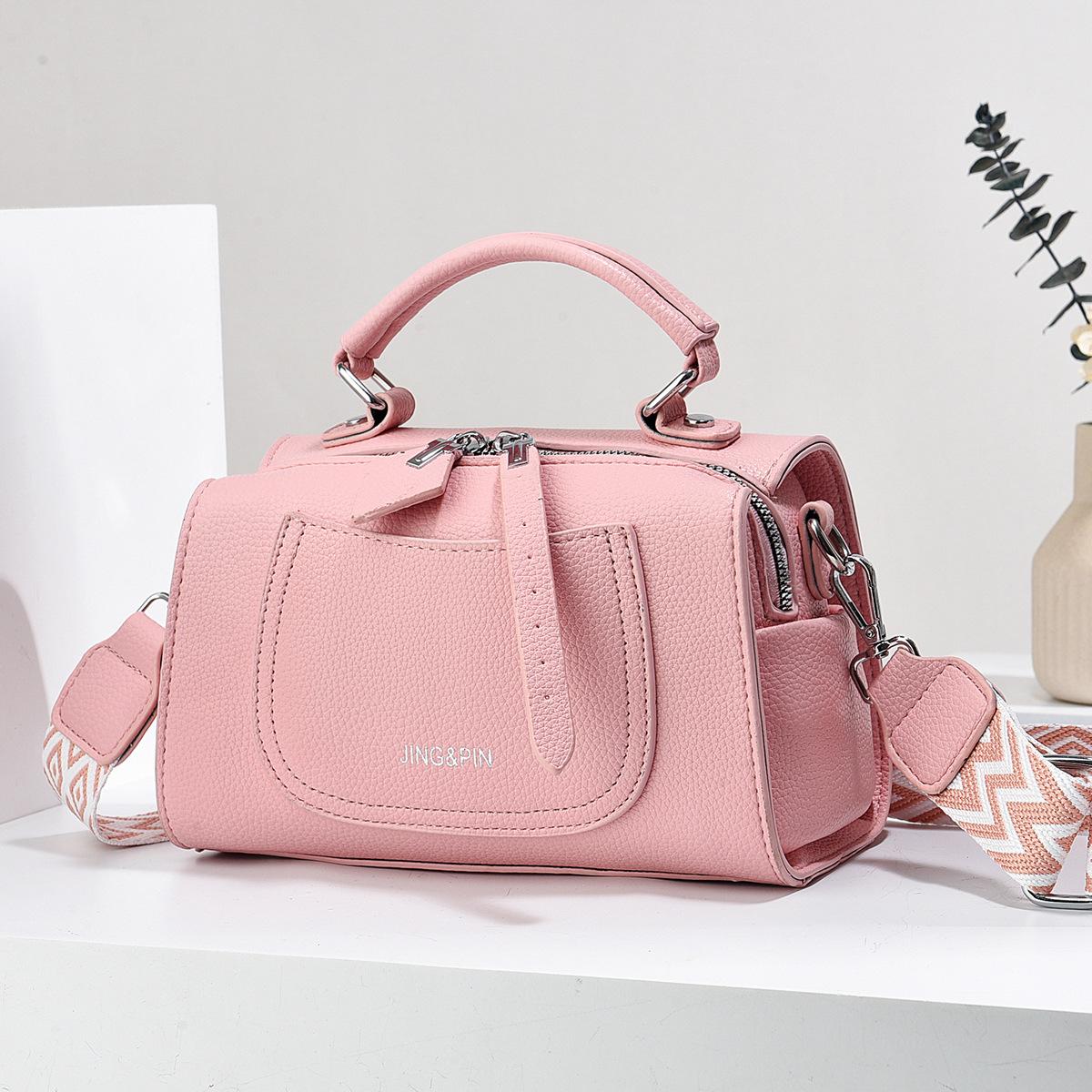 

Vegan Leather Crossbody Bags for Women Trendy Wide Strap Shoulder Bag Large Capacity Handbags Purse Ladies Top-Handle Bag рожевий