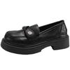 Black British style retro versatile with skirt platform small leather shoes women's 2025 new spring one-pedal loafers