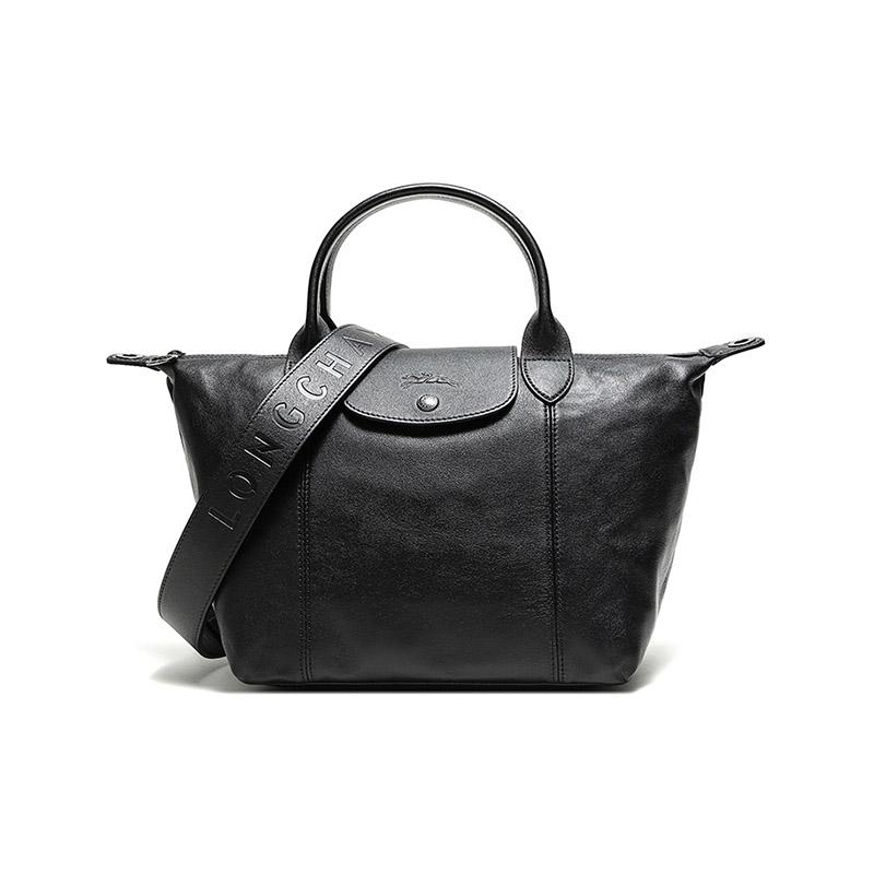 

Longchamp Le Pliage Cuir 25 Solid Color Short Handle Lambskin Dumpling Bag Shoulder Crossbody Tote Small Women bags Black 1512757001 Basic Set (Bag+Dust Bag)
