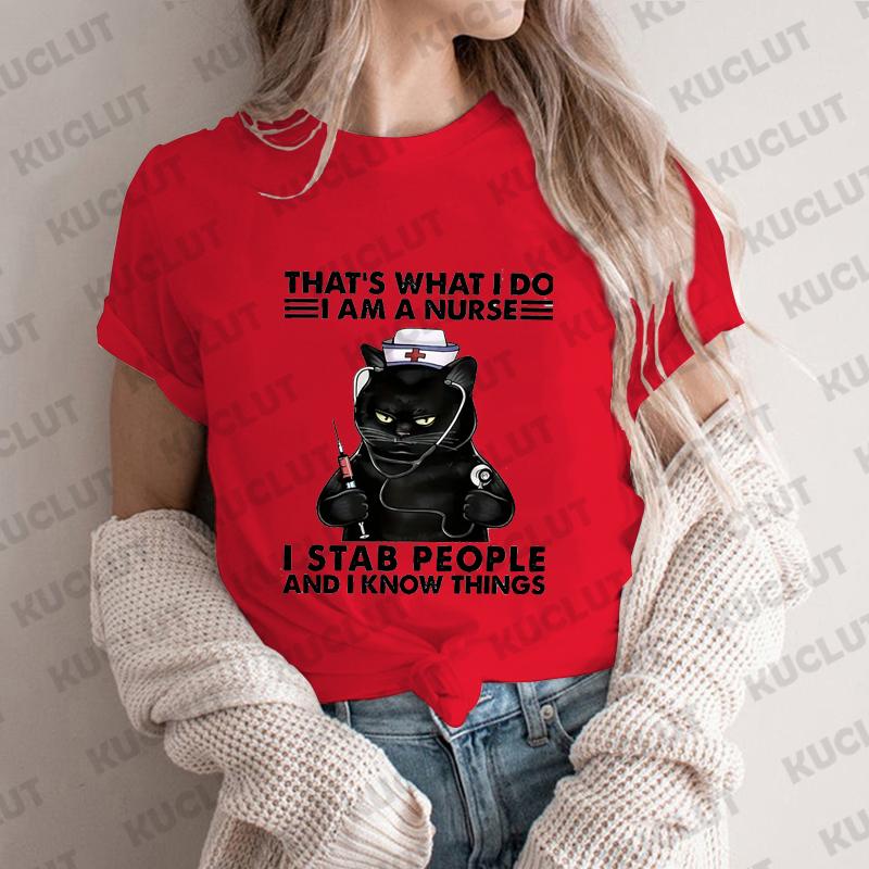

Thats What I Do I Am A Nurse Print TShirt for Unisex Clothing Funny Nurse Tee Shirt Femme Kawaii Black Cat Tops Nursing Clothes S