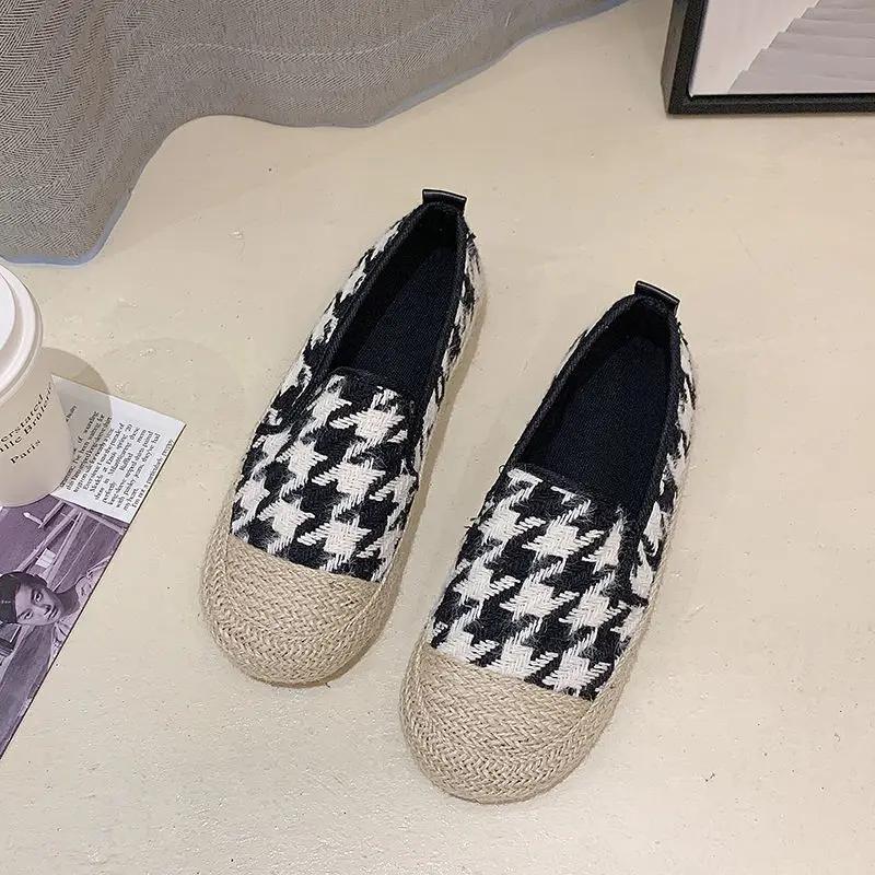 Fashion Espadrilles Flat Women's Shoes Canvas Loafers Slip On Female Footwear Round Toe Daily Routine With High Quality Offers Luxury A