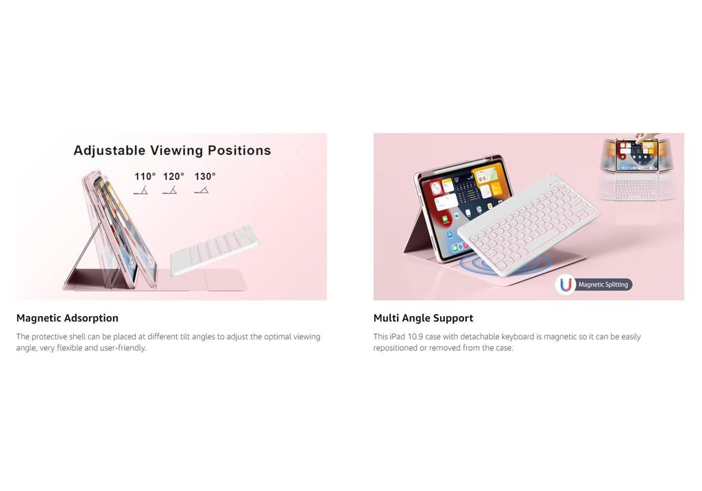 10.2" iPad A16 Protective Case with Bluetooth Keyboard and Magnetic Pen Slot, Backlit for Pro 11, 10th Gen.
