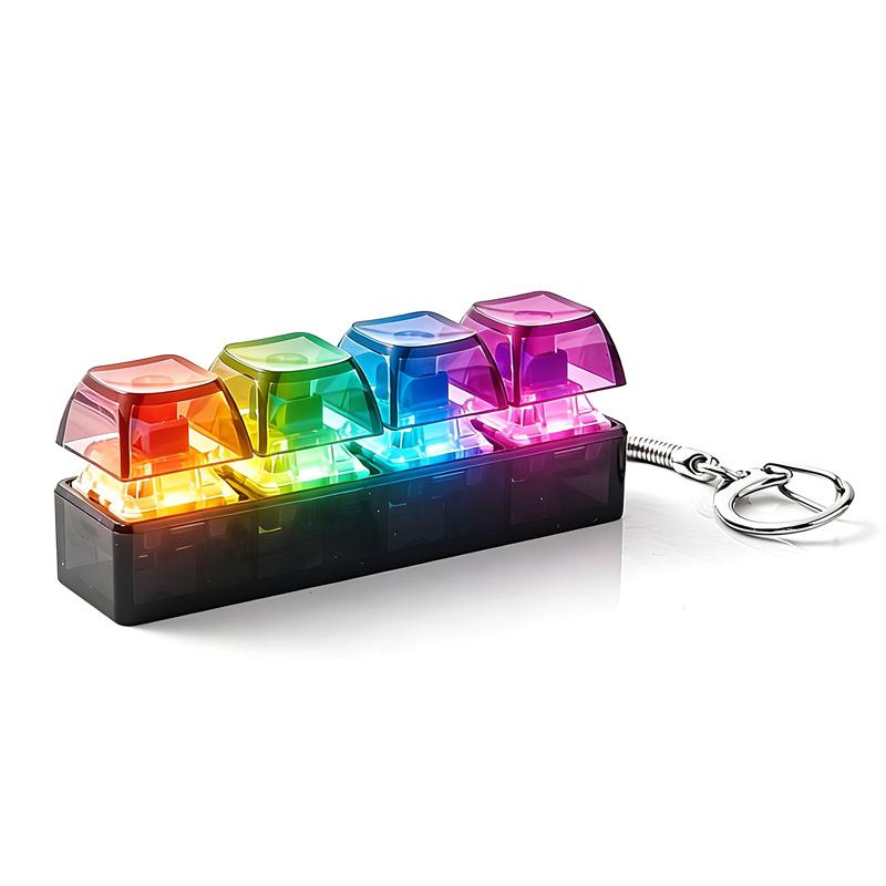 Led Keyboard Keychain Fidget Clicker Backpack Pendant Anti-Stress Keychains Stress Reliever Decompression Keyring