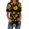 Kurzarm Damen Tops Sommer T-Shirts Blumendruck V-Ausschnitt Casual Basic Tee Button Shirts Tunika Tops