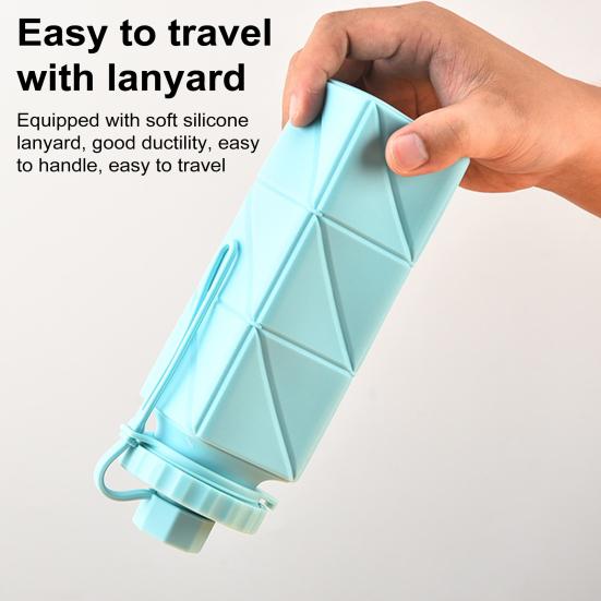 Silicone Foldable Water Bottle 610ml Leakproof Collapsible Water Bottle for Travel Camping Hiking Sports Outdoor BPA Free Portable Reusable Water Cup