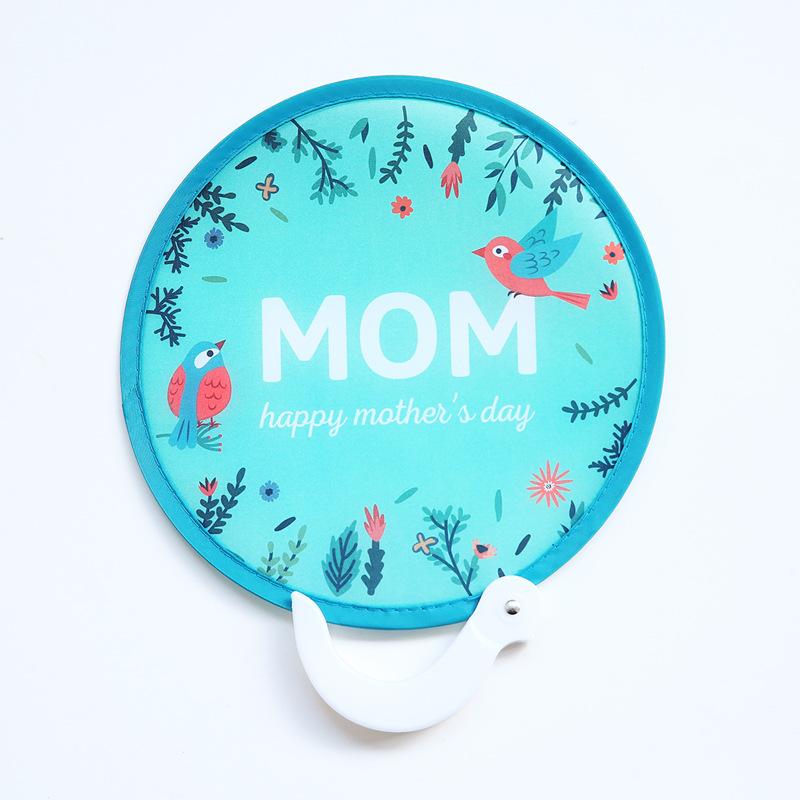 Pc Portable Folding Fan With Handle, Cartoon Mini Round Fan, Plastic Summer Accessory, Fancy Style For Creative Party Gift,