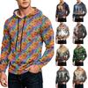 Men's Casual Loose Fit Hoodie with Pocket, Drawstring and Printed Design