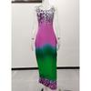 Summer Women's Dress Casual Printed Dress Gradient Colours Halter Long Loose Dresses