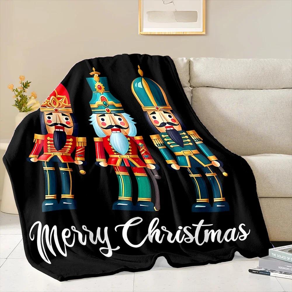 3D Christmas Nutcracker Soft Flannel Blanket for Bed Bedroom Sofa Picnic, Warm Throw Blanket for Cover Outdoor Leisure Nap Gift