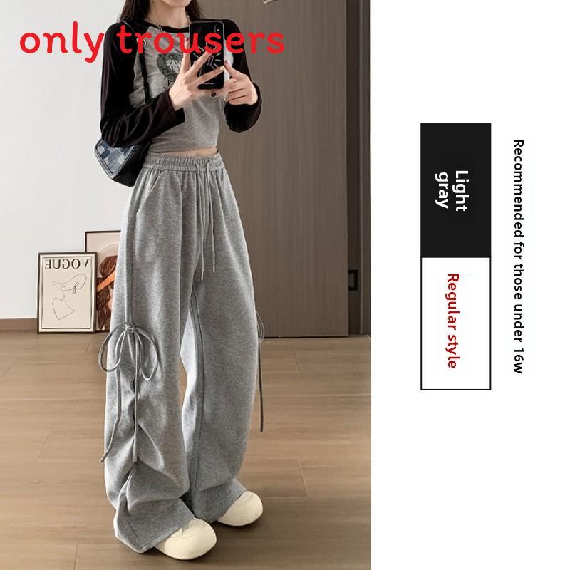 Womens Retro Casual Pants With Wrinkle Detail And High Waist For Spring Comfort