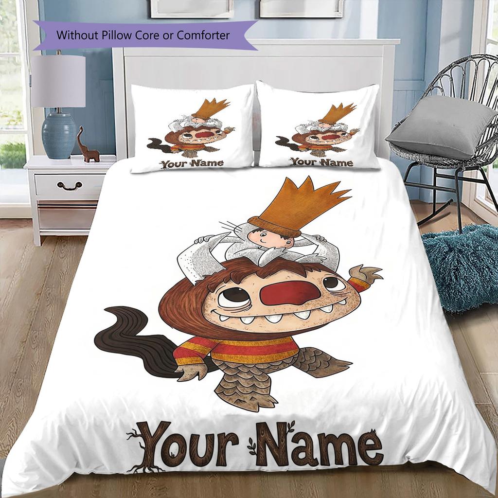 Cat Adventure Custom Name Pattern Bedding Quilt Set Quilt Cover Pillowcase Home Birthday Gift(1 * duvet cover + 2 * pillowcase, without core)