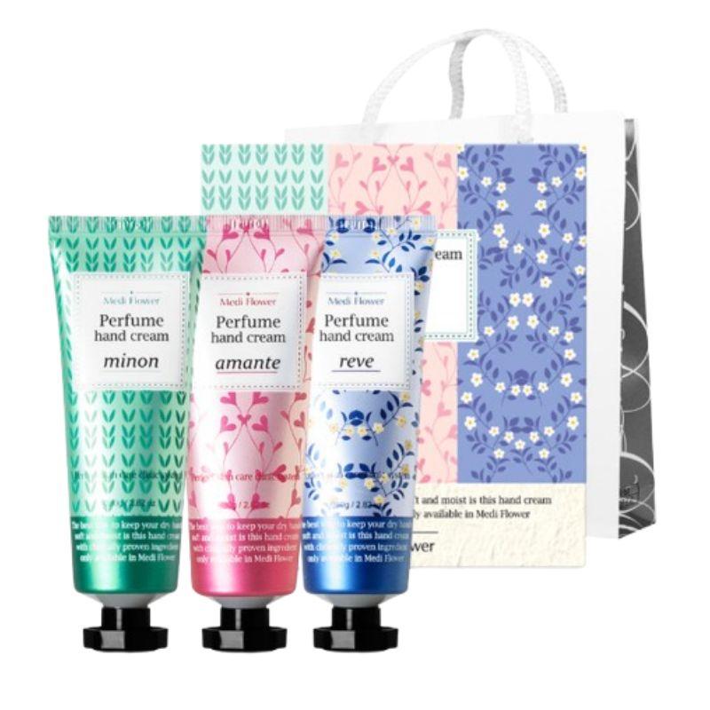 MediFlower Perfume Stories Hand Cream 3Piece Set(80g × 3) + Gift Shopping Bag Set(80g × 3)