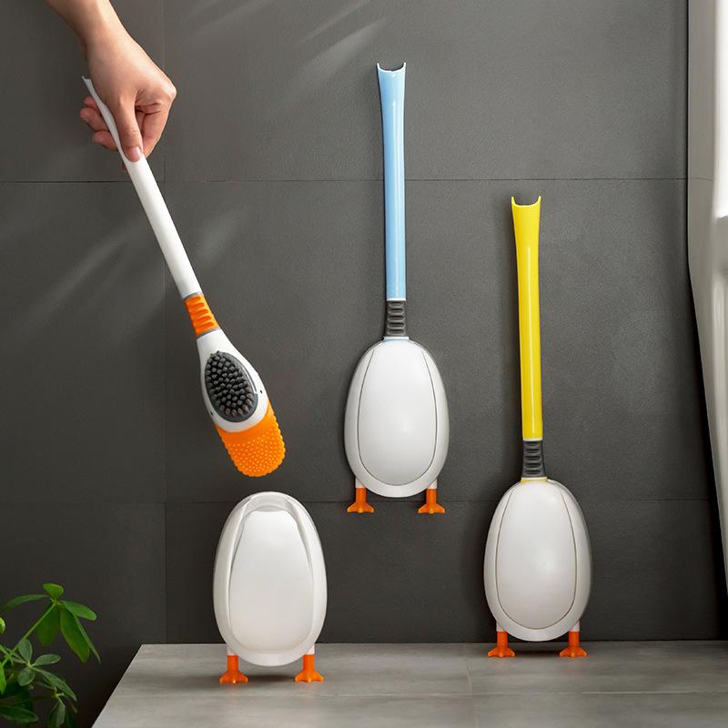 Gumový WC štětec Bez mrtvého úhlu Dlouhá rukojeť Měkké štětiny Čisticí WC sada Silikonový WC štětec snadno hluboce vyčistí roh