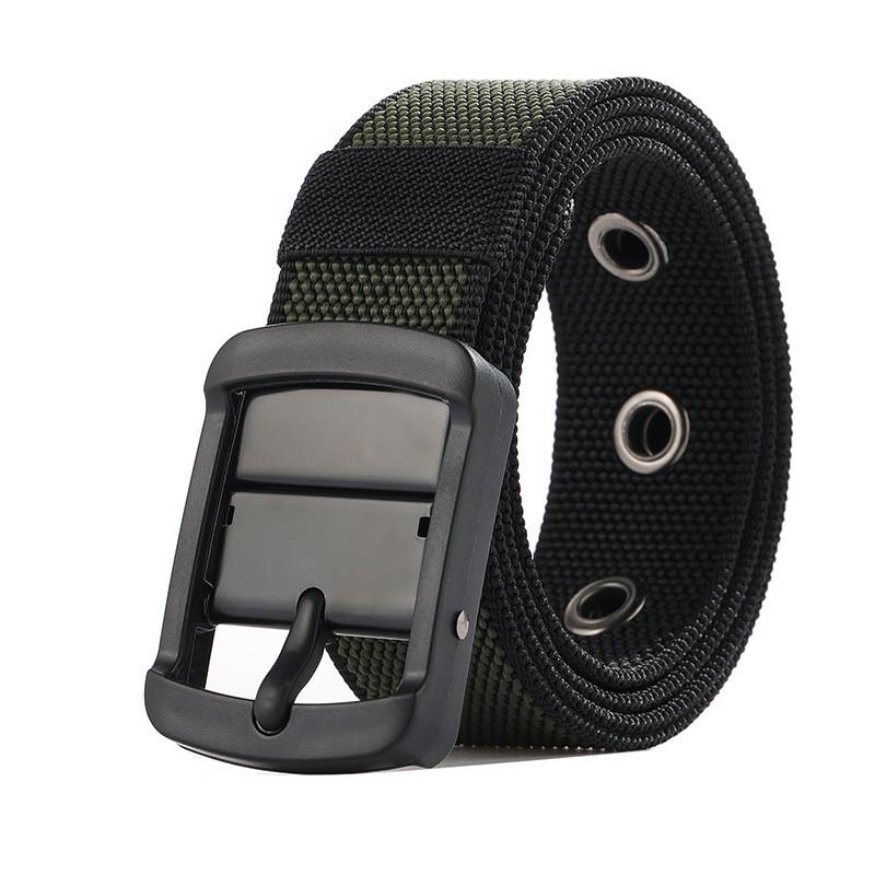 Reversible Dual-Color Nylon Belt With Rotating Pin Buckle Unisex Casual Waistband Jeans Pants