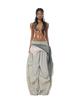 Women's American Street Grey Wide-Leg Scimitar Pants - Spring 2025 Sporty Casual Design
