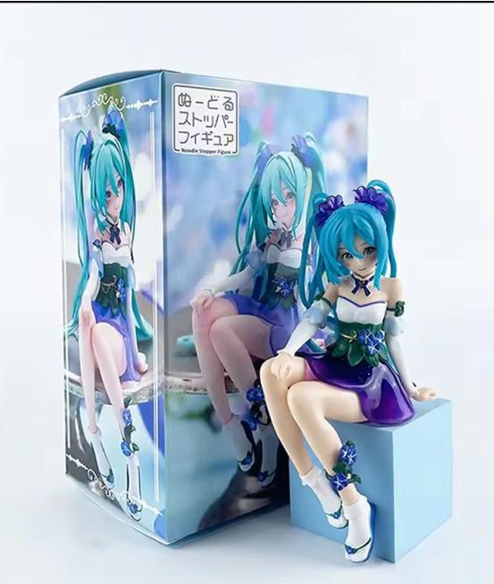 Hatsune Miku CuteAnime Figure Sitting Beauty Girl Ornament Kawaii Action Figure PVC Room Decor Collectible Model Doll Gifts